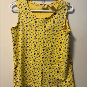 Bobbie Brooks Yellow Floral Tank Top with Blue Flowers
